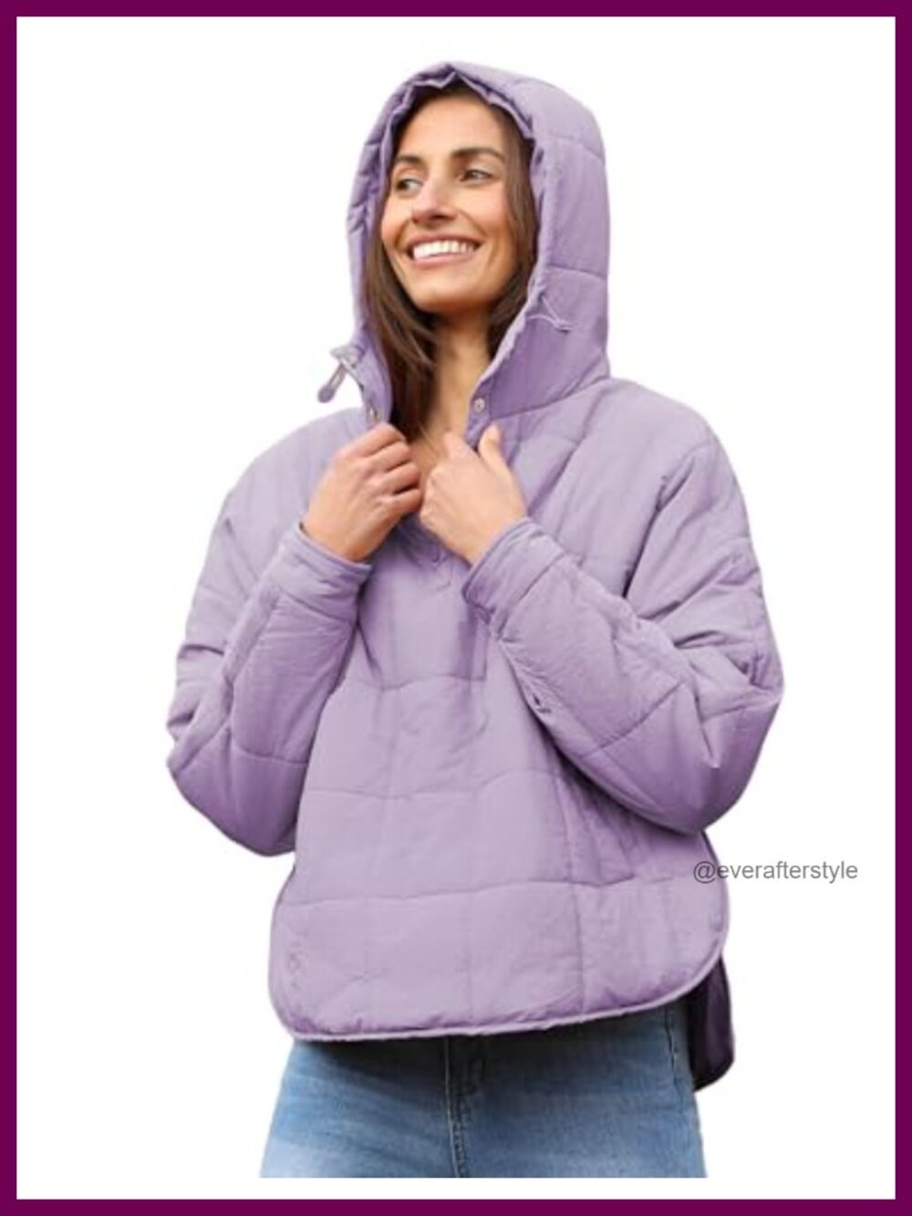 Oversized Quilted Hooded Puffer Jacket Lightweight Winter Coat